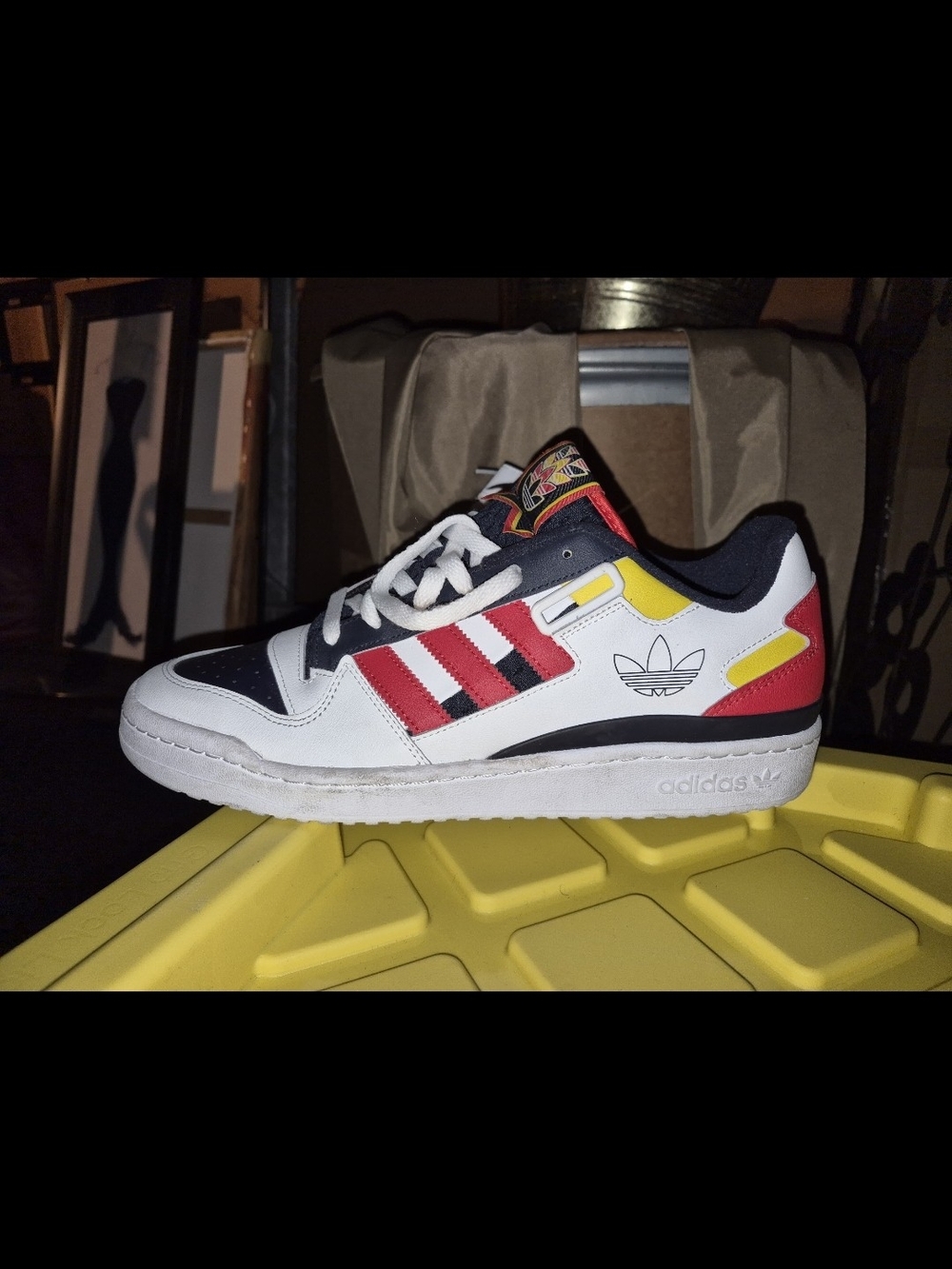 Adidas Mens  Low-Top Sneakers in White, Red & Yellow